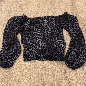 Michael Kors off the shoulder, animal print blouse